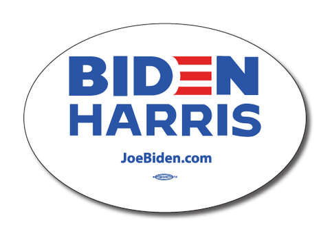 Biden Harris 2024 White Oval Bumper Sticker
