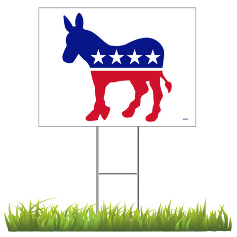 Democrat - Red, White & Blue Donkey Yard Sign